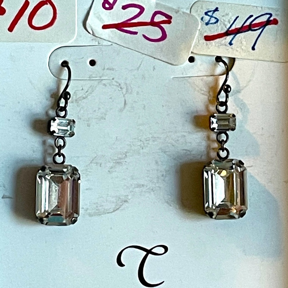 Clear Swarovski Crystal emerald cut earrings